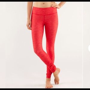 Lululemon wunder under pant slub red denim size 6